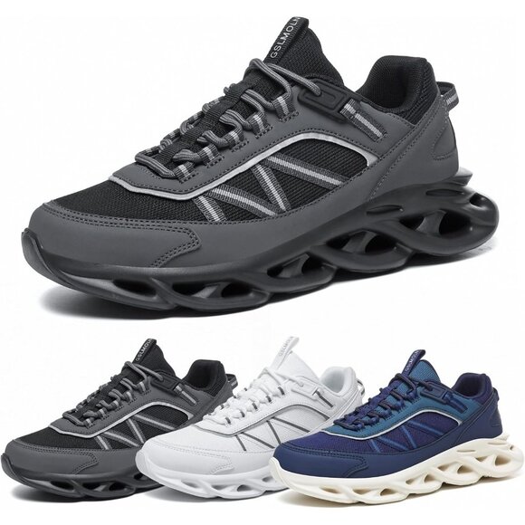 Men's Black White Cross Training Walking Running Tennis Sneakers Athletic Shoes - Picture 8 of 8